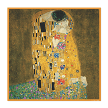 Платок "Поцелуй", Густав Климт, 90х90 см, искусственный шелк, разноцветный