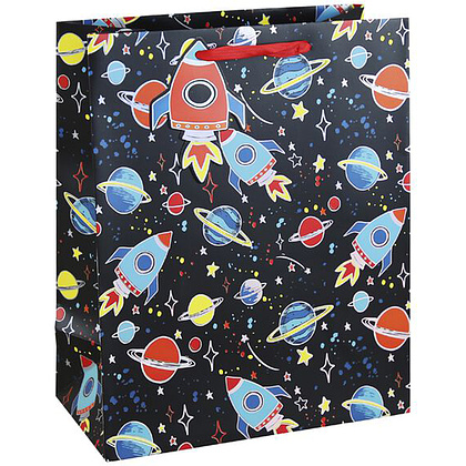 Пакет бумажный подарочный "Spaceman", 26.5x14x33 см, разноцветный
