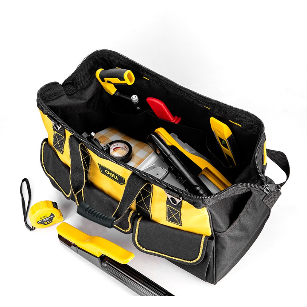 Сумка для инструментов Deli "EDL430118", 430x200x290 мм, 14 карманов, черный, желтый - 4