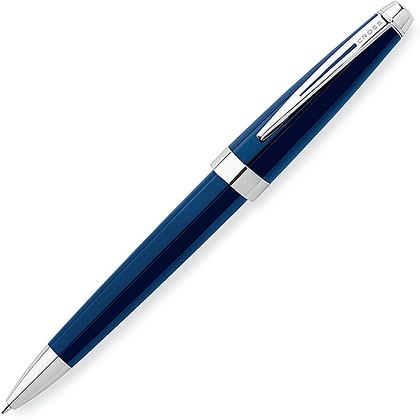 Ручка шариковая автоматическая "Cross Aventura", 0.7 мм, синий, серебристый, стерж. черный