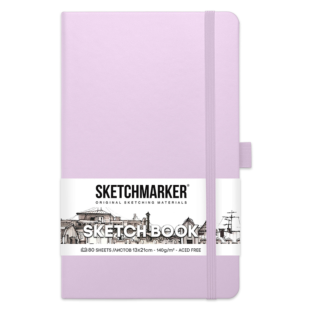 Скетчбук "Sketchmarker", 13x21 см, 140 г/м2, 80 листов, фиолетовый пастельный