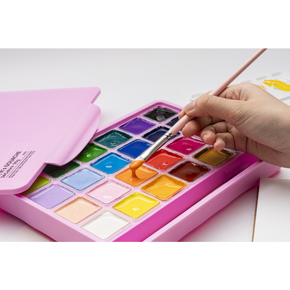 Гуашь "Himi Miya Jelly Cup", 24 цвета, 30 мл, ассорти, розовый футляр - 3