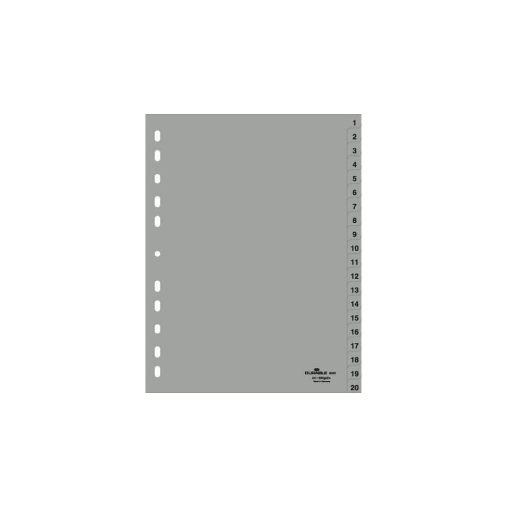 Разделитель "Durable", A4, 20 делений, серый