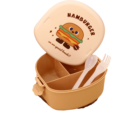 Контейнер для еды "Hamburger", пластик, бежевый - 4