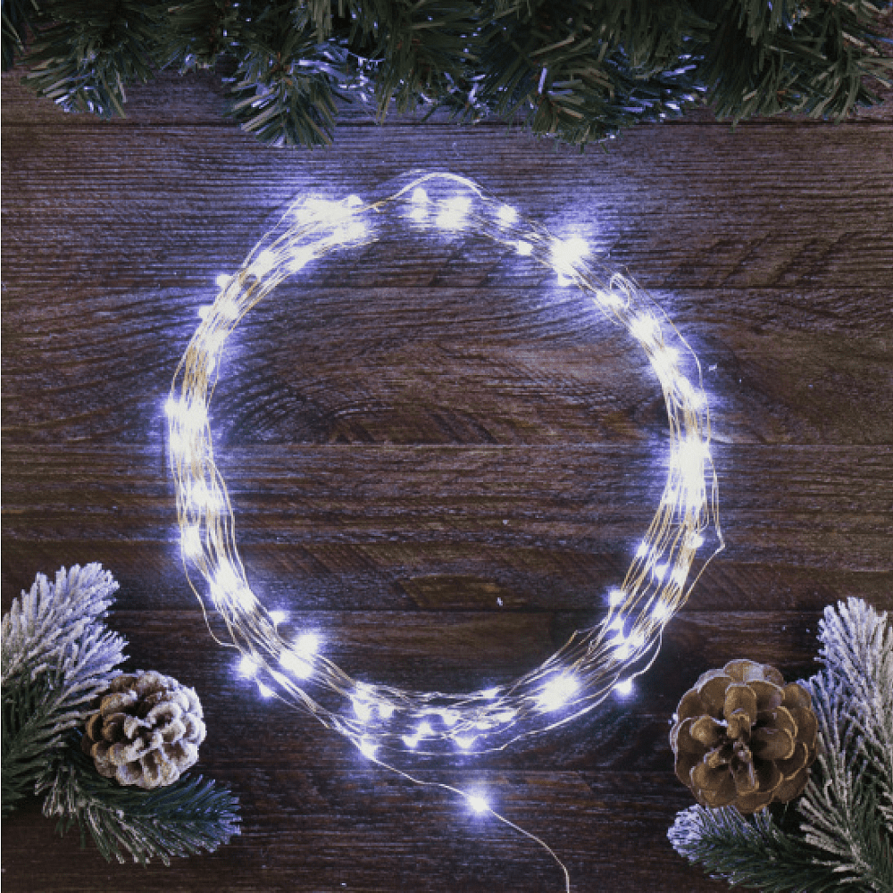 Гирлянда электрическая LED "Нить" с насадками "Роса", 10 м, белый - 5