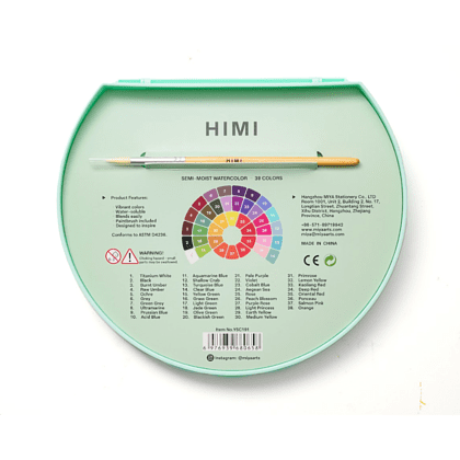 Краски акварельные "Himi", набор, 38 цветов, зелёный футляр - 4