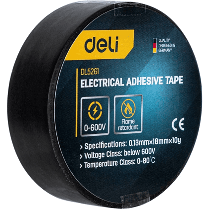 Изолента ПВХ Deli YS EDL5261, 18 мм x 10 м, 130 мкм, черная Изолента ПВХ Deli YS EDL5261, 18 мм x 10 м, 130 мкм, черная
