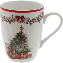 Кружка фарфоровая "Елка", 350 мл. , разноцветный