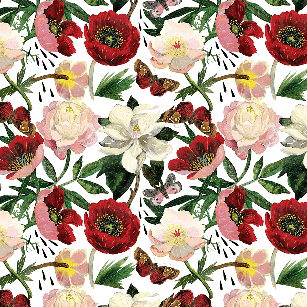 Бумага декоративная в рулоне "Flora. Пионы", 1 x 0,7 м