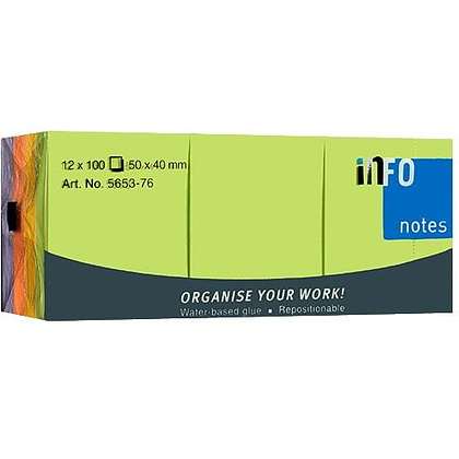 Бумага для заметок "Info Notes", 40x50 мм, 12 шт, ассорти, (964362)