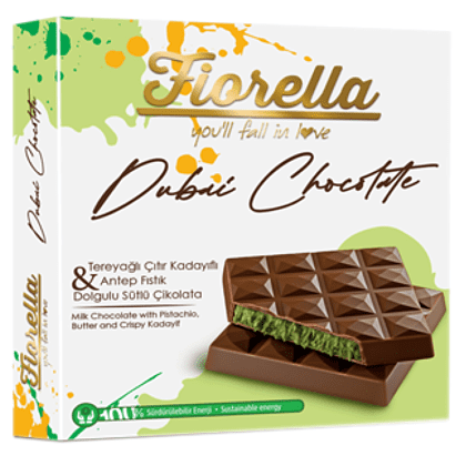 Шоколад молочный "Fiorella. Dubai Chocolate", 60 г, с начинкой из фисташки и кадаифа