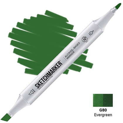 Маркер перманентный двусторонний "Sketchmarker", G80 вечнозеленый