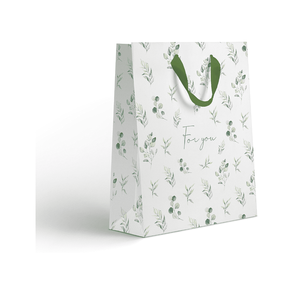 Пакет бумажный подарочный "Эвкалипт", 31х41х10 см, крафт, ассорти