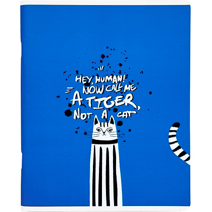 Тетрадь "Hey human кот", А5, 48 листов, клетка, синий