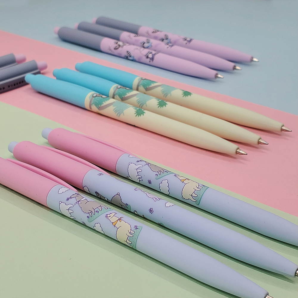 Ручка шариковая автоматическая "HappyClick. Sweet Animals. Ламы в облачках", 0.5 мм, голубой, розовый, стерж. синий - 3