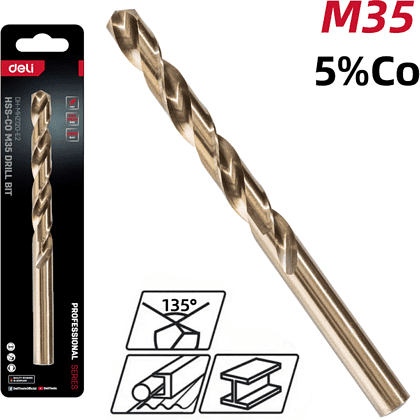 Сверло по металлу Deli RS EDH-MHZ120-E2, 12.0 мм, DIN 338, HSCo 5% - 2 Сверло по металлу Deli RS EDH-MHZ120-E2, 12.0 мм, DIN 338, HSCo 5% - 2