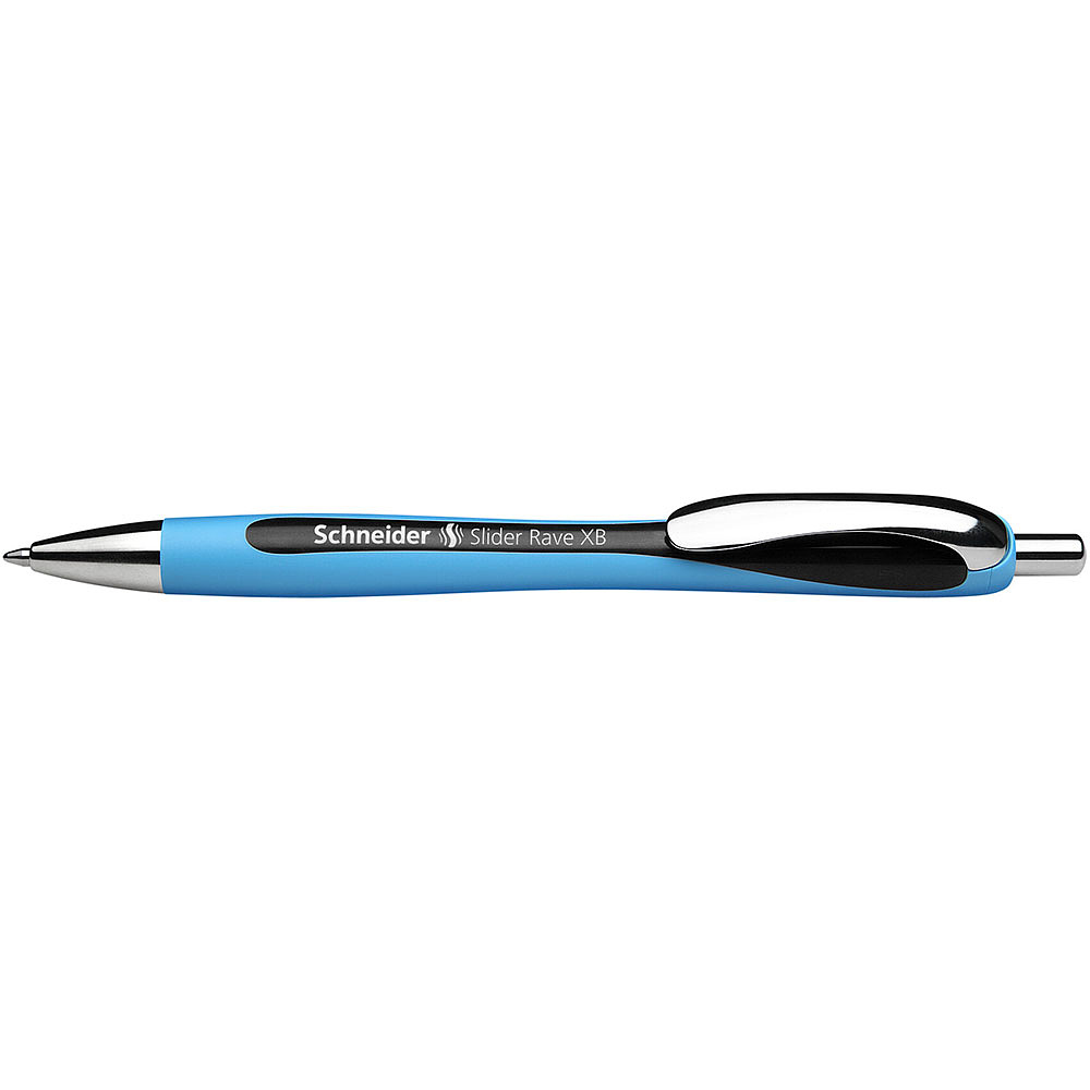 Ручка шариковая автоматическая "Schneider Slider Rave", синий, черный, стерж. черный - 3