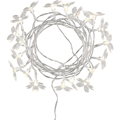 Гирлянда электрическая LED "Нить" с насадками "Цветок", 4 м, тепло-белый