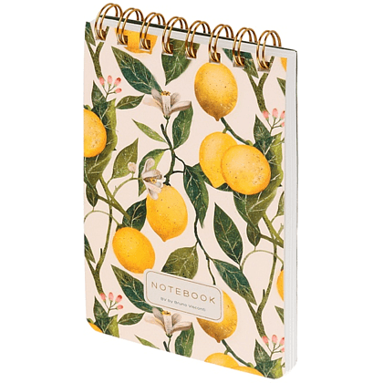 Блокнот "Flora. Paradise. Lemons", В6, 100 листов, линейка, спираль сверху, белый, желтый