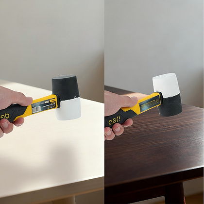 Киянка Deli YS EDL5808, резиновая, фибергласовая рукоятка, черная, белая - 3