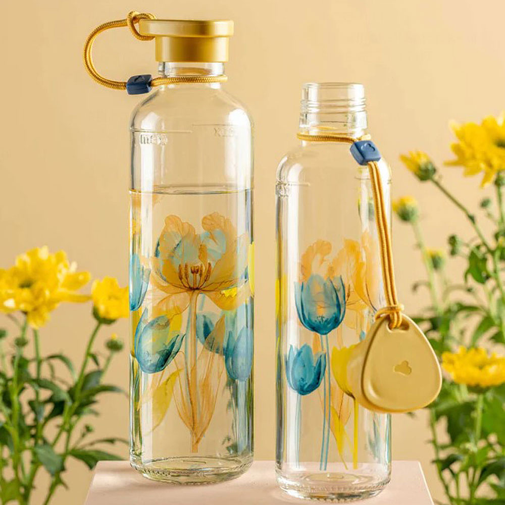 Бутылка для воды "Sand Flower", стекло, 750 мл, прозрачный, желтый - 3