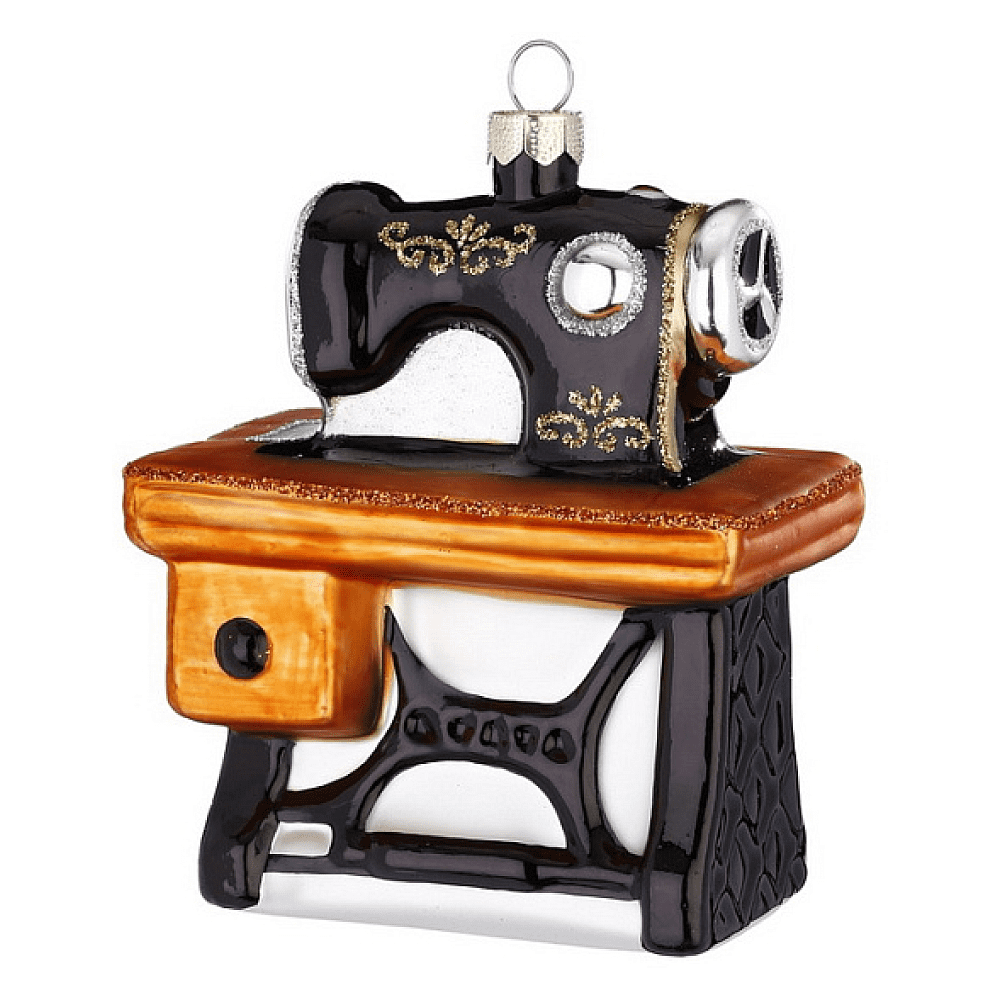 Украшение елочное "Швейная машинка", 9 см, стекло, разноцветный