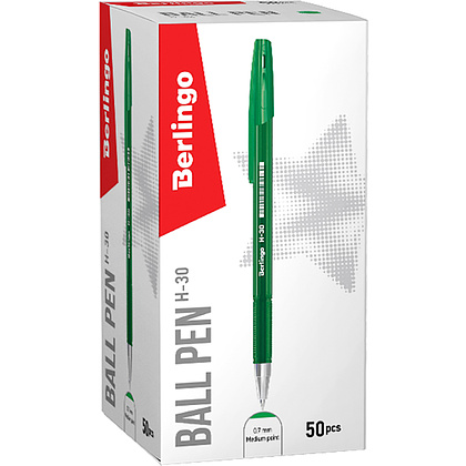 Ручка шариковая Berlingo "H-30", 0,7 мм, прозрачный, стерж. зеленый - 2
