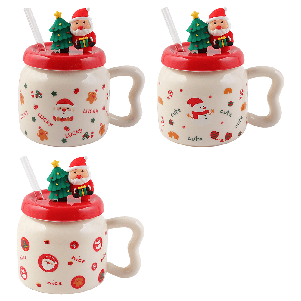 Кружка керамическая "Новый год", 450 мл, с крышкой, ассорти
