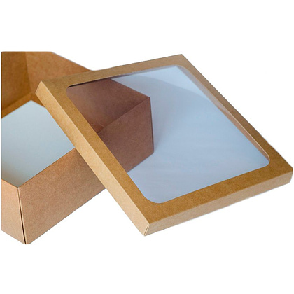 Коробка подарочная с прозрачным окном, 26х25.5х10 см, коричневый - 2