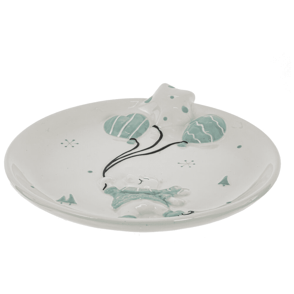 Тарелка керамическая "Белый медведь", 22 см, белый, голубой - 4