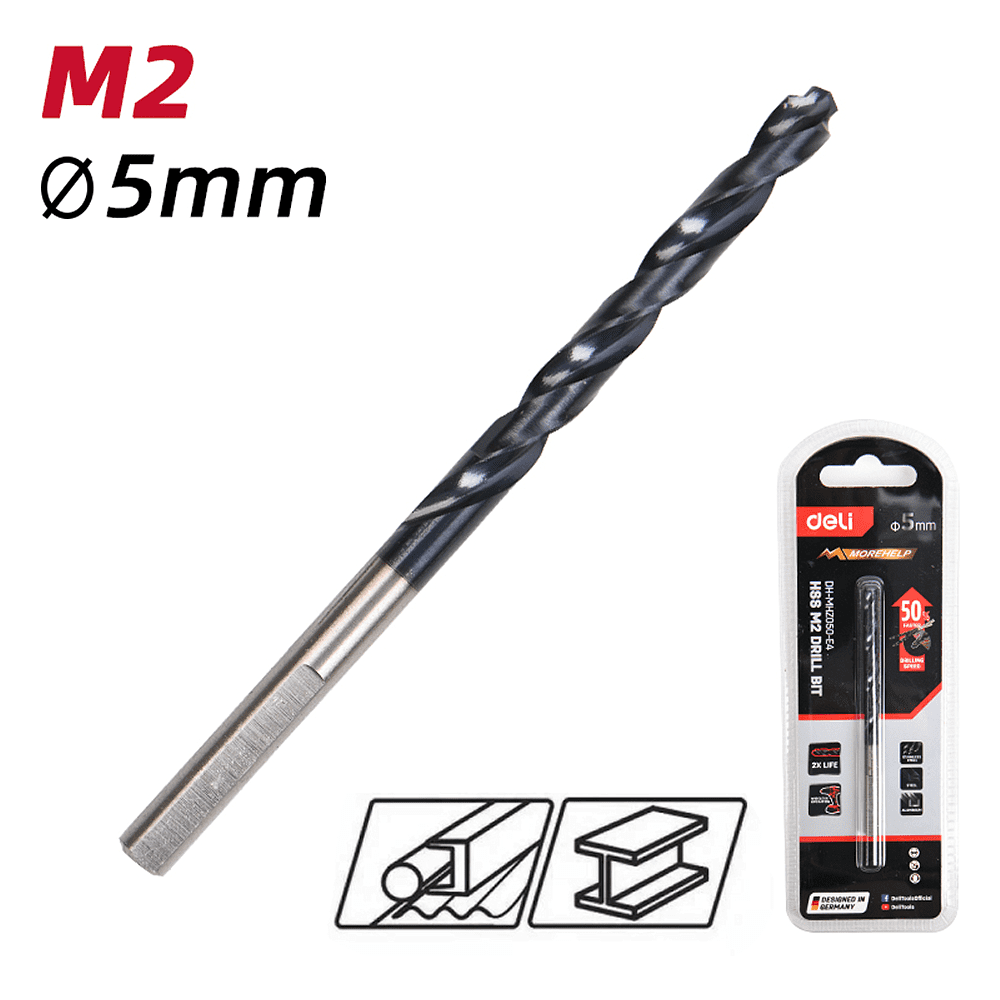 Сверло по металлу Deli RS EDH-MHZ050-E4, 5.0 мм, DIN 338, HSS-TiN - 3 Сверло по металлу Deli RS EDH-MHZ050-E4, 5.0 мм, DIN 338, HSS-TiN - 3