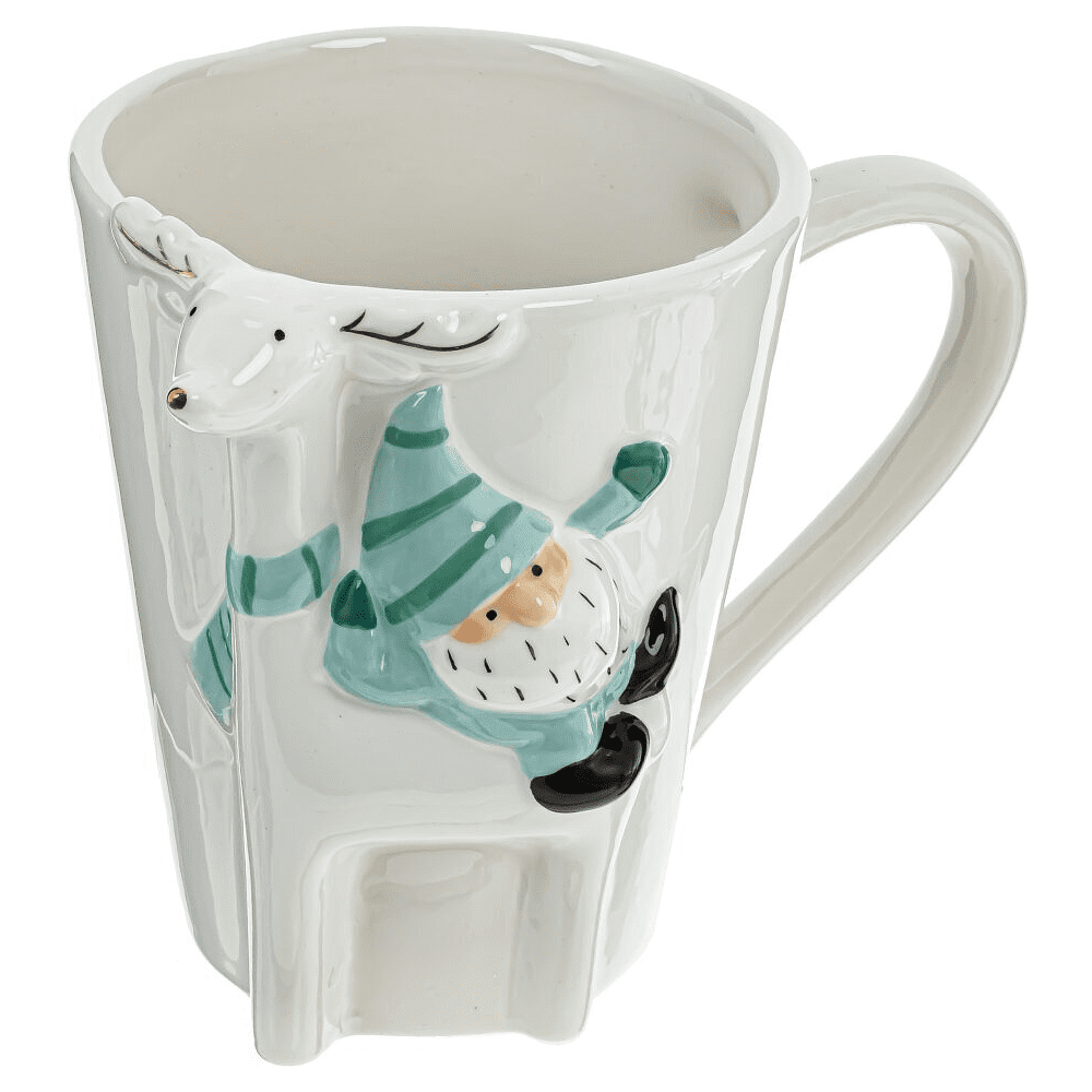 Кружка керамическая "Гном", 400 мл, белый, зеленый - 2