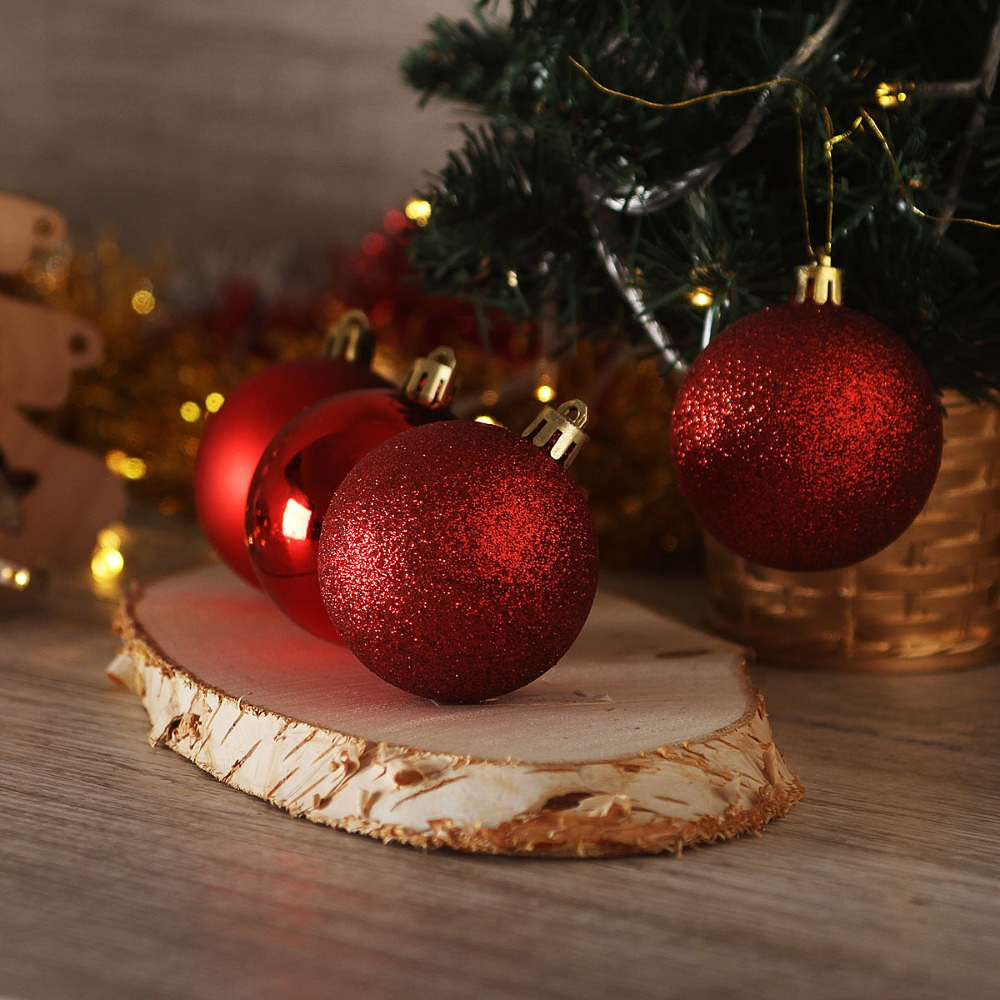 Шар елочный "183251", 10 см, пластик, ассорти, 3 шт/уп. - 3