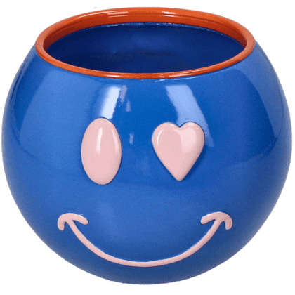 Кашпо "Smiley", полистоун, синий