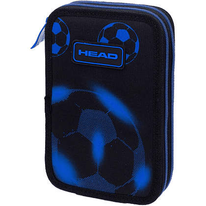 Пенал-книжка "Neo Blue Football", 2 отделения, синий, черный