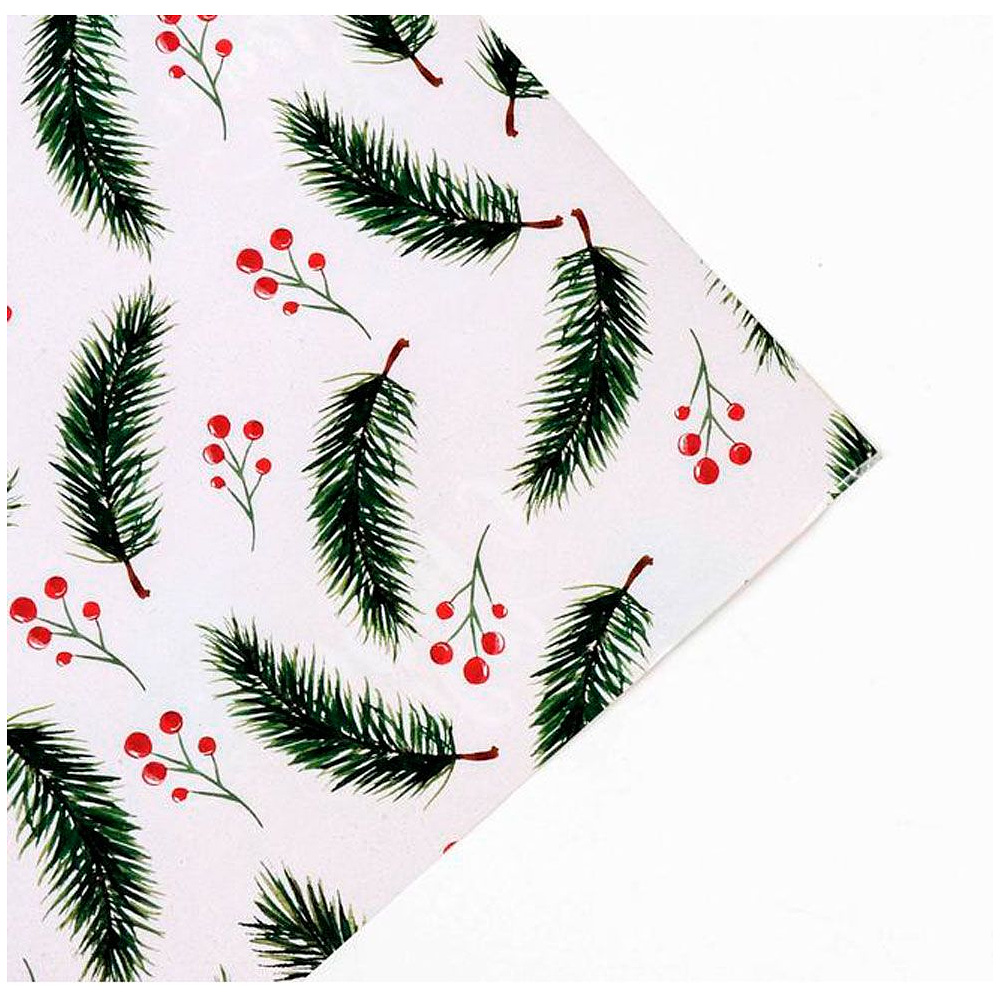 Бумага декоративная в рулоне "Новогодние ветви", 1x0.7 м, разноцветный - 4