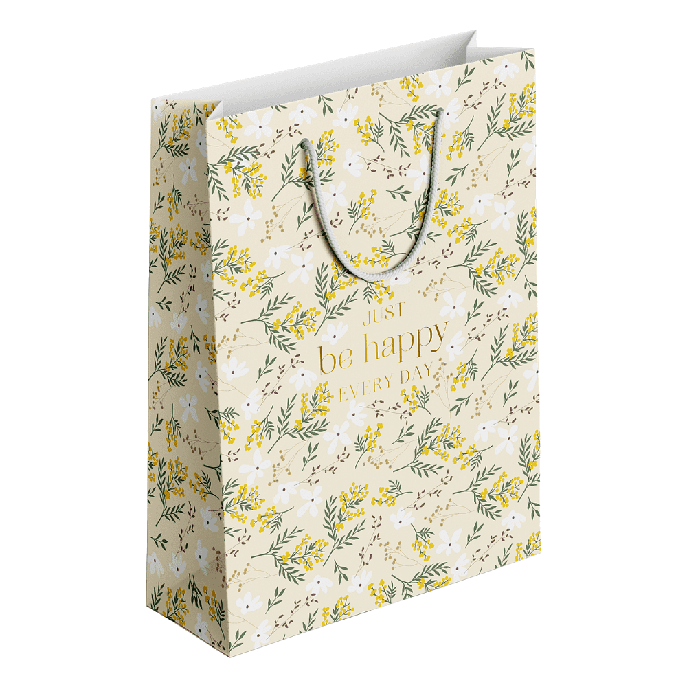 Пакет бумажный подарочный "Fleurs. Мимоза", 32х49х12 см, разноцветный