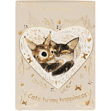 Блокнот "Love me. Котики приносят счастье", A6, 250 листов, нелинейный, склейка сверху, бежевый, золотой