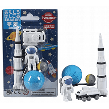 Ластик "IWAKO Space", 6 штук, фигурные, ассорти, блистер