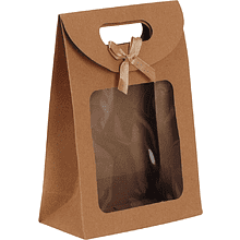 Пакет бумажный подарочный "216577", 14х21х7 см, с окном, крафт