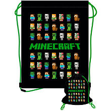 Мешок для обуви "Minecraft", 33x44 см, черный, зеленый