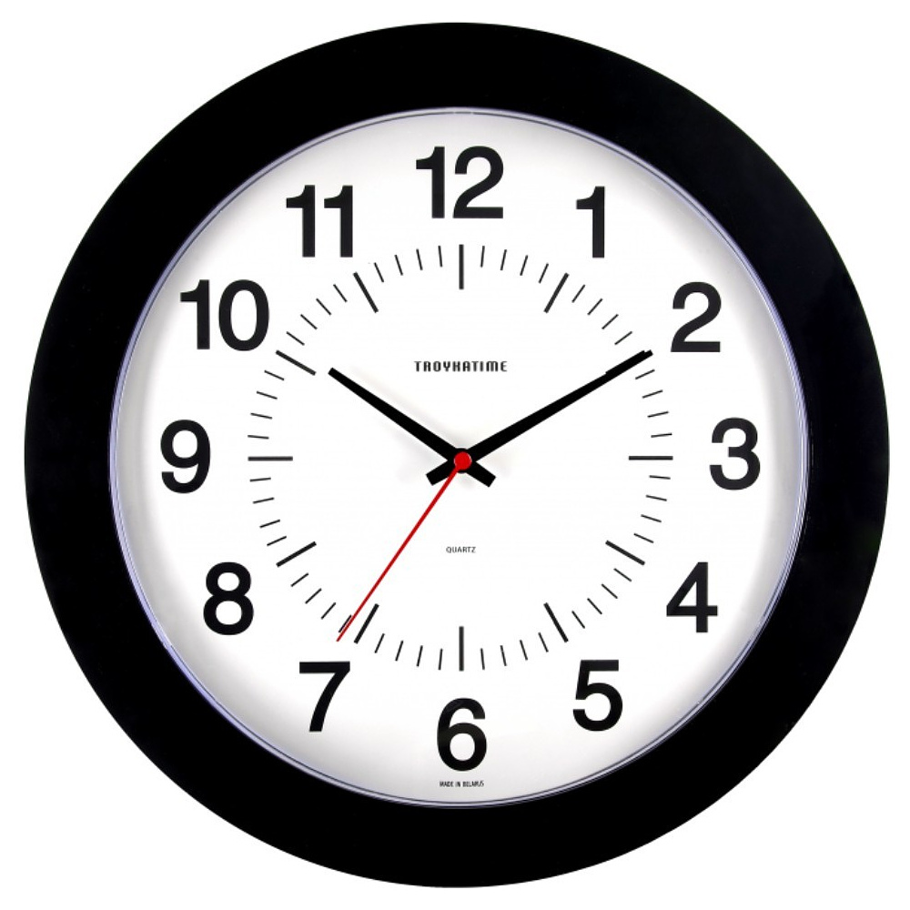 Часы настенные круглые "51500514", пластик, черный
