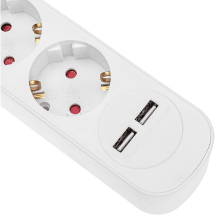 Удлинитель "Standard", 5 розеток, 2 USB, 16А, 3 м, белый - 3