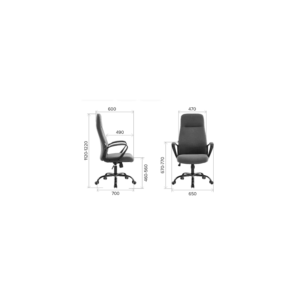 Кресло компьютерное EVERPROF Smart, ткань, серый, металл, корпус черный - 7