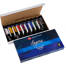 Краски акриловые "Ладога", 10 цветов, 46 мл