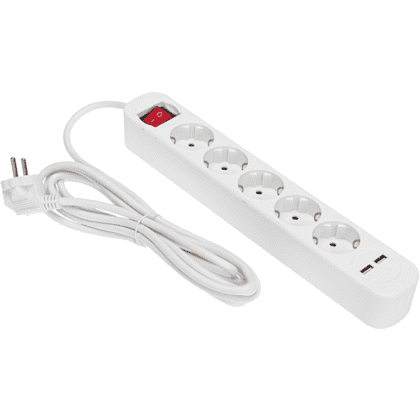 Удлинитель "Standard", 5 розеток, 2 USB, 16А, 3 м, белый - 2