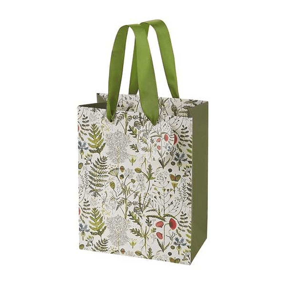 Пакет бумажный подарочный "Flora. Луговые травы", 18x23x10 см, зеленый