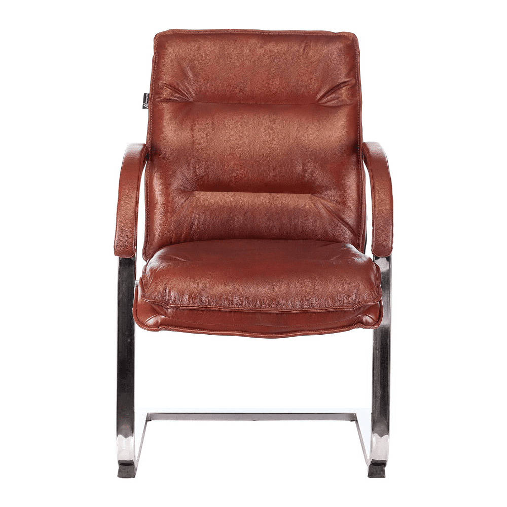 Кресло на полозьях "Бюрократ T-9927SL-LOW-V", натуральная кожа, светло-коричневый, металл хром