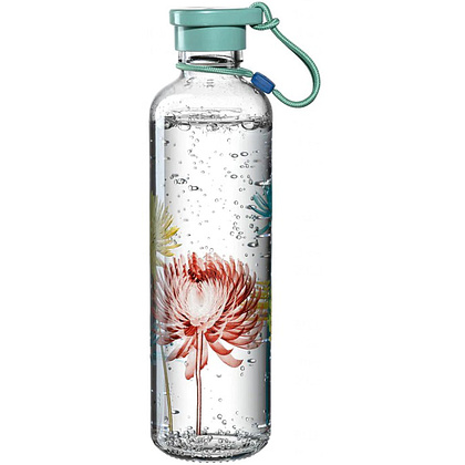 Бутылка для воды "Mint Flower", стекло, 750 мл, прозрачный, мятный - 2