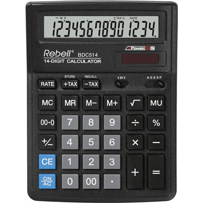 Калькулятор настольный Rebell "BDC-514", 14-разрядный, черный